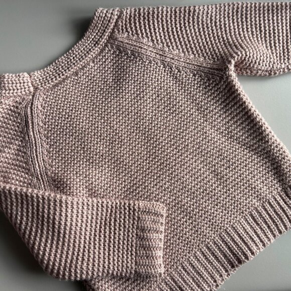 Moda International Dusty Rose Cropped Knit Sweater, 3/4 Raglan Sleeve, sz S - Picture 10 of 13